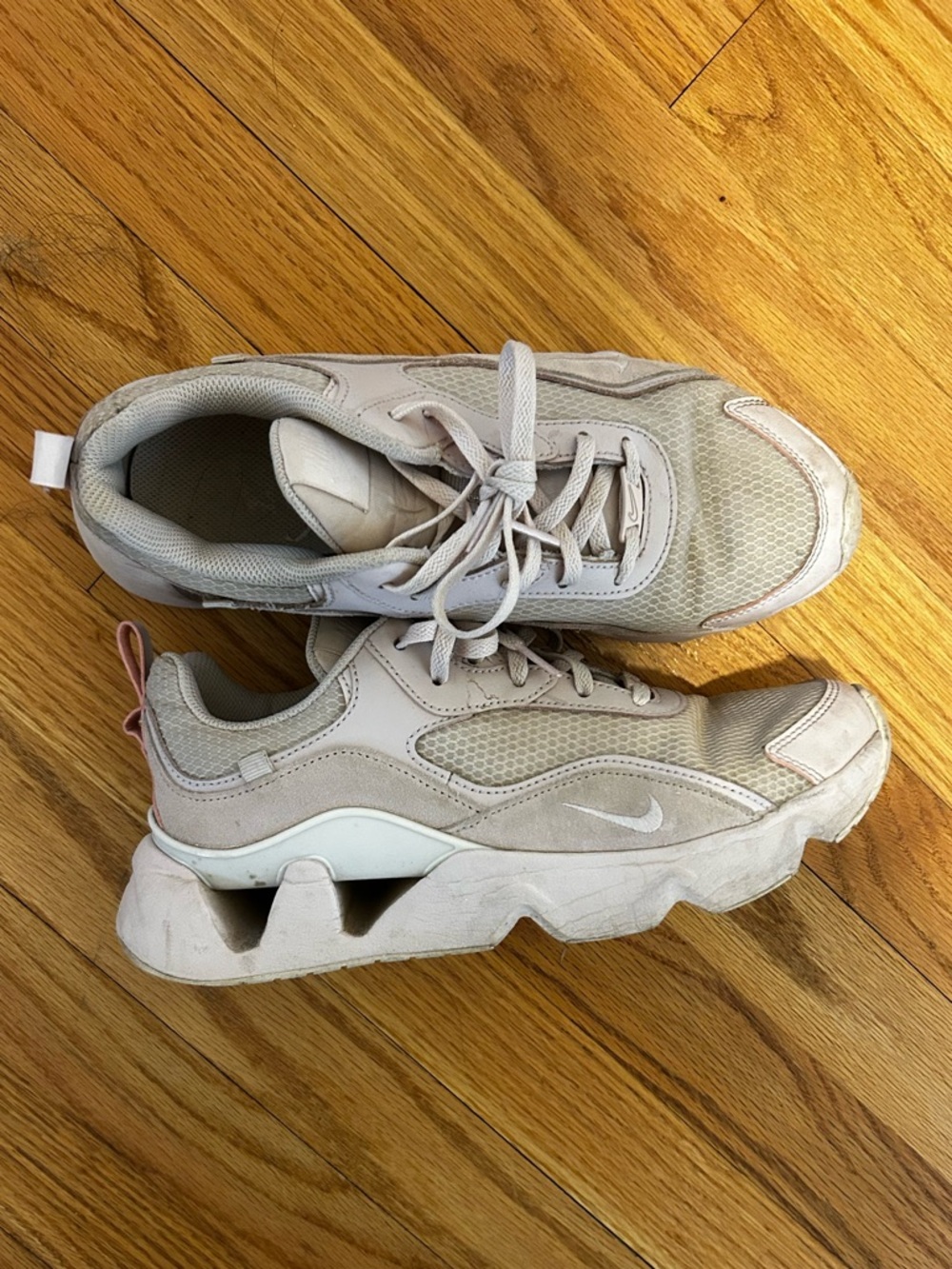 Nike Neutral Beige-Pink Mesh Chunky Sneakers